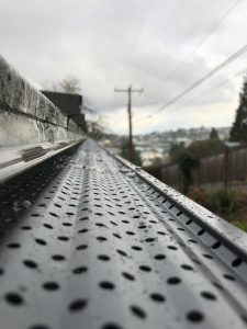 Very close picture of a gutter guard.